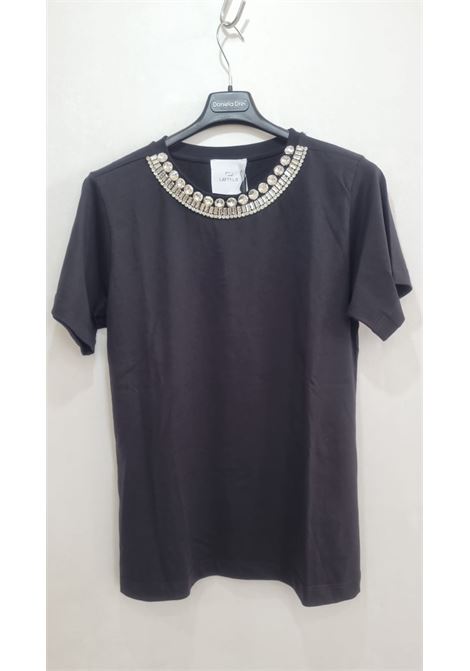 T-SHRT COLLO PIETRE STRASS LAFTY LIE | T-shirt | 44K211NERO